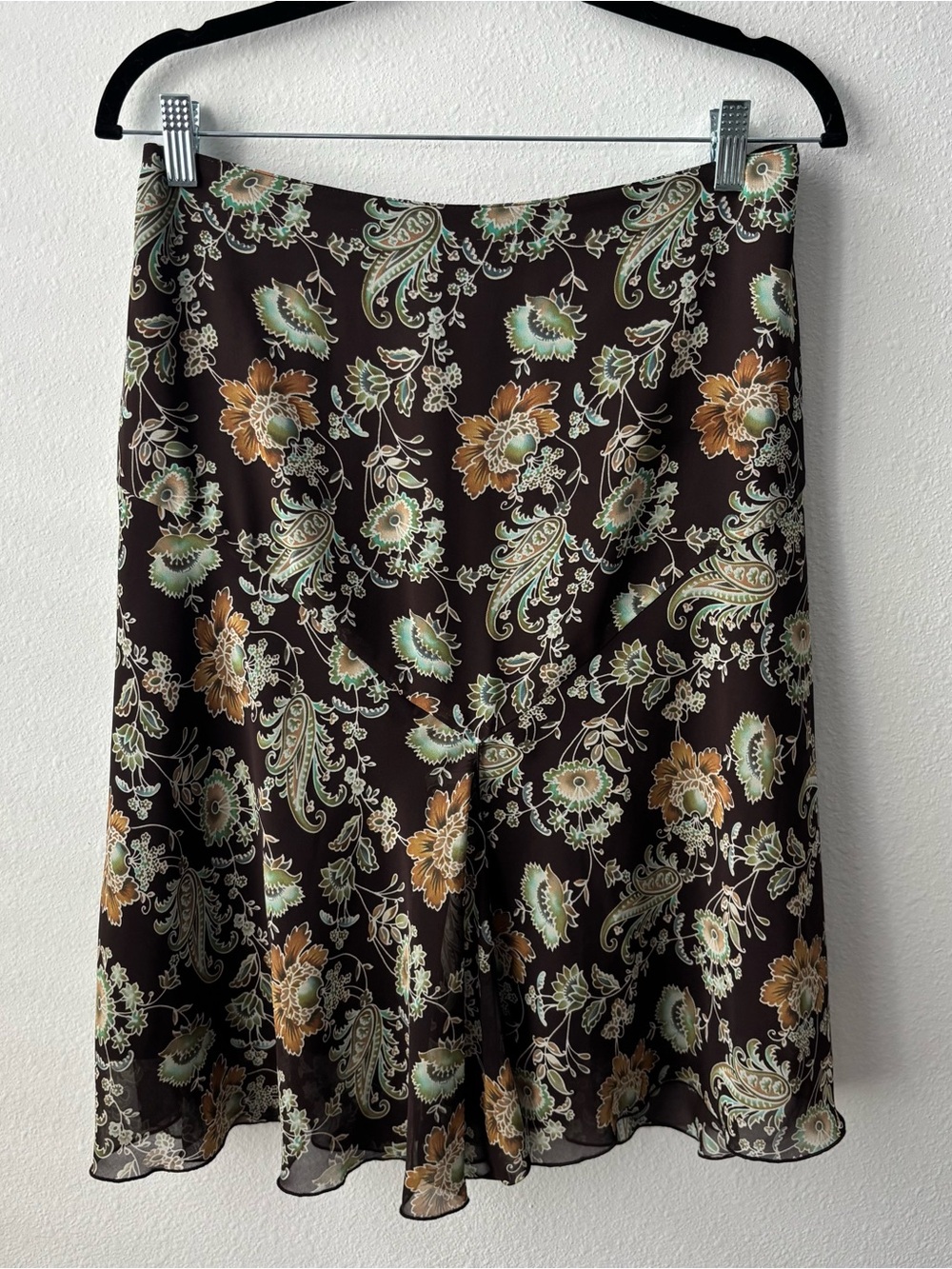 Worthington Brown Floral Paisley A-Line Skirt